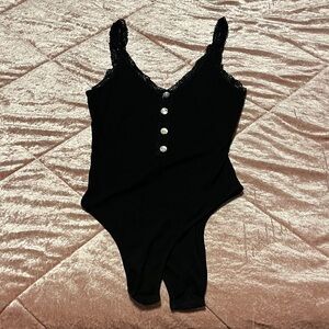 Princess Polly Black Lace Trim Bodysuit
